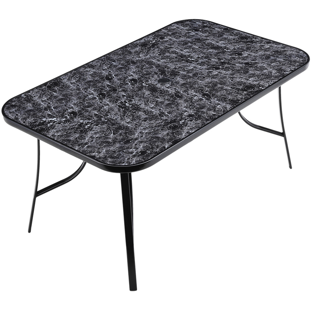 Living and Home Black Tempered Glass Rectangle Marble Coffee Table Image 2