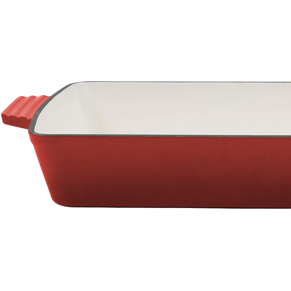 Living and Home 3.7L Red Enamelled Cast Iron Rectangular Baking Dish Image 5