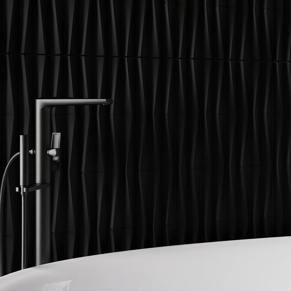 Shh Acoustics Black Ripple Geometric Pattern PU Wall Panel 2 Pack Image 1