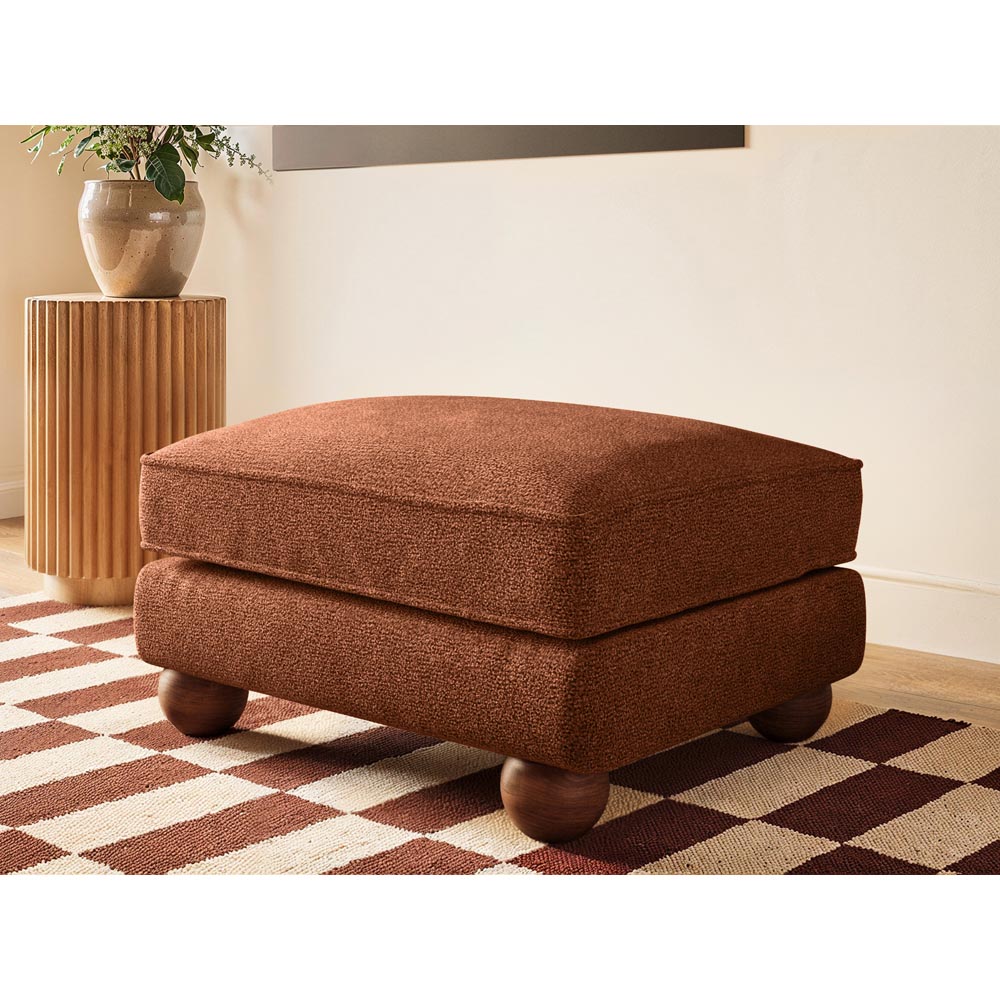 Solace+Co Addison Orange Chenille Loveseat and Footstool Set Image 4