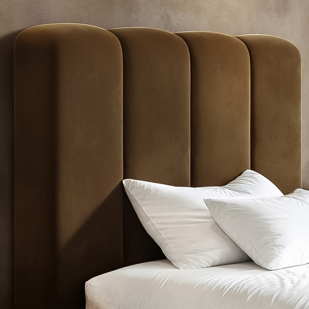 Solace+Co Emilie Single Brown Velvet Ribbed Ottoman Bed Image 4