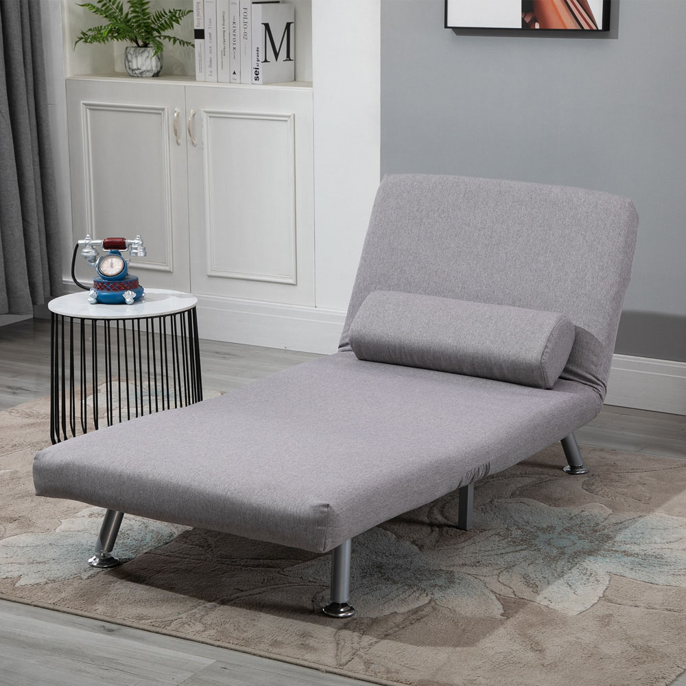 Portland Single Seater Grey Foldable Sofa Bed Image 4