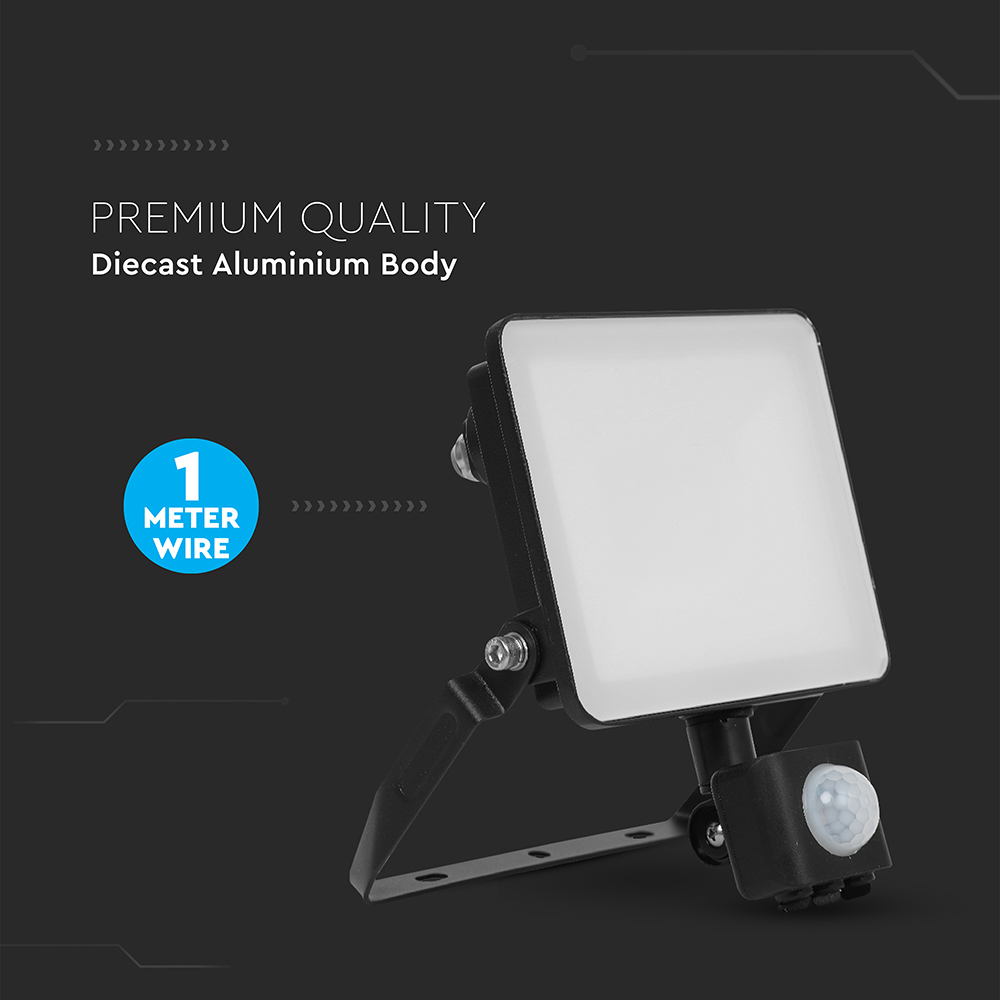 V-TAC 30W 3600 Lumens Warm White LED Floodlight with PIR Sensor Image 8