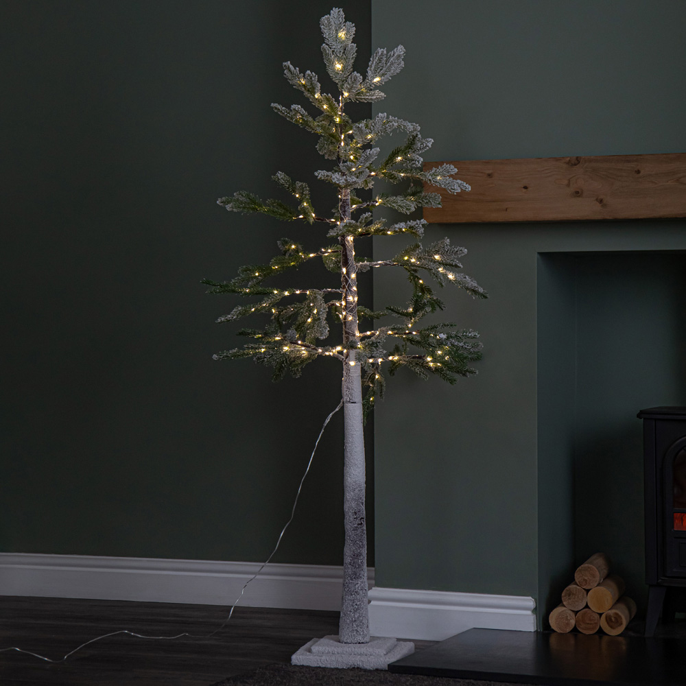 Samuel Alexander 240 Warm White LED Snow Flocked Pine Pre-Lit Artificial Christmas Tree 5ft Image 3