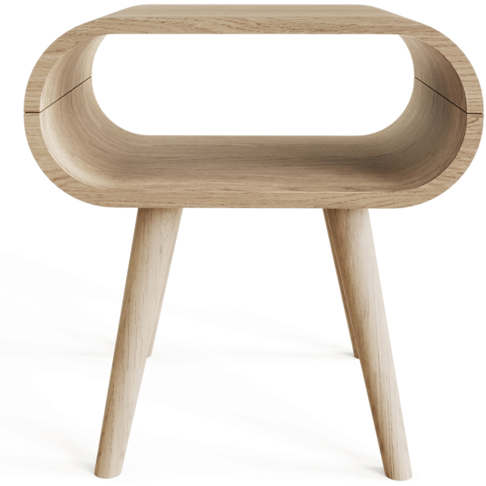 GFW Vionna Single Shelf Natural Oak Curved Side Table Image 3