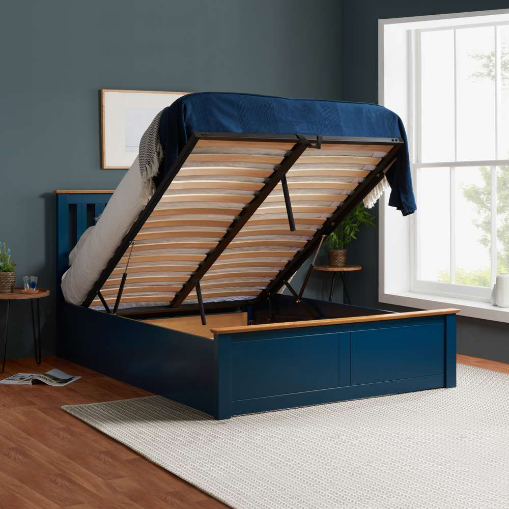 Phoenix Double Blue Ottoman Bed Image 8