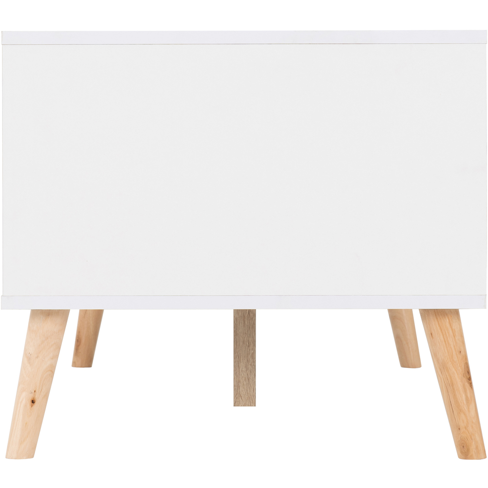 Seconique Nordic 2 Drawer 2 Shelf White Distressed Effect Coffee Table Image 5