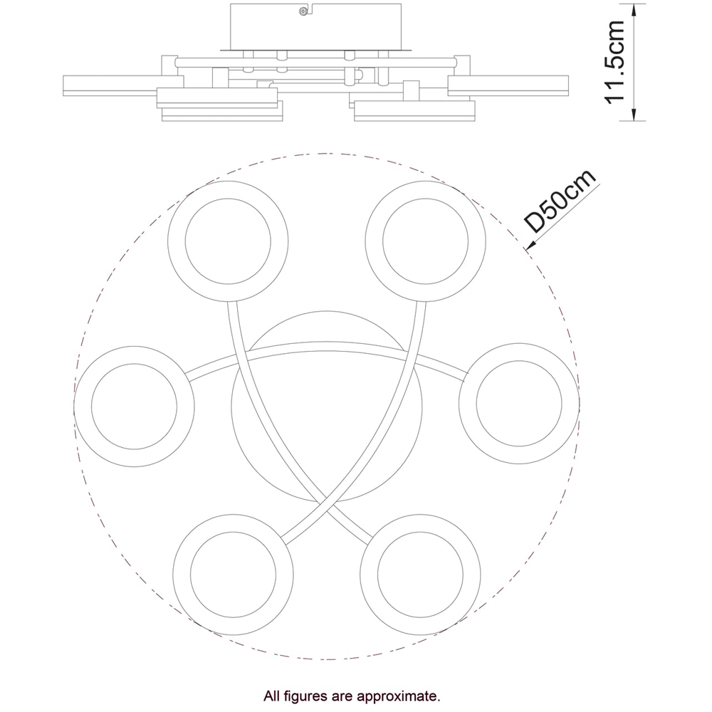 Cosylyte Juni 6 Ring Matt Nickel LED Flush Ceiling Light Image 7