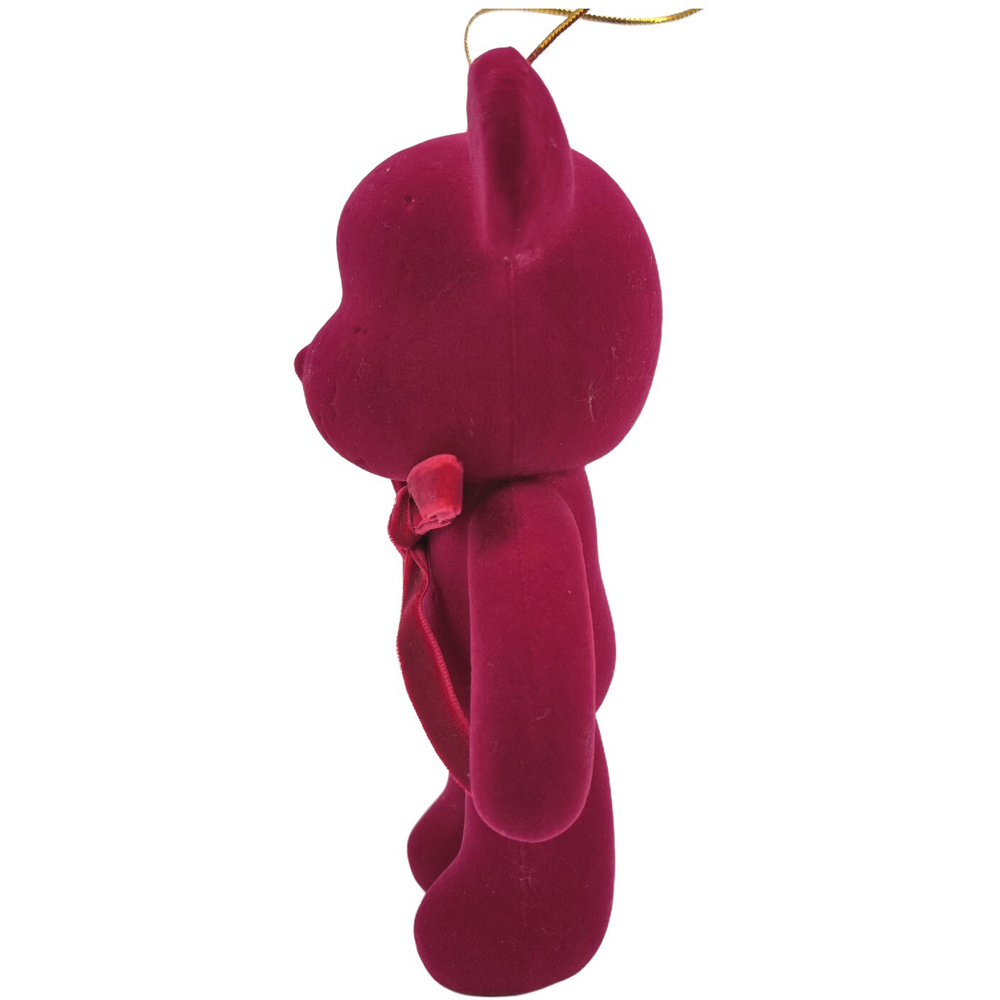 Flocked Bow Teddy Hanging Decoration Small Image 4