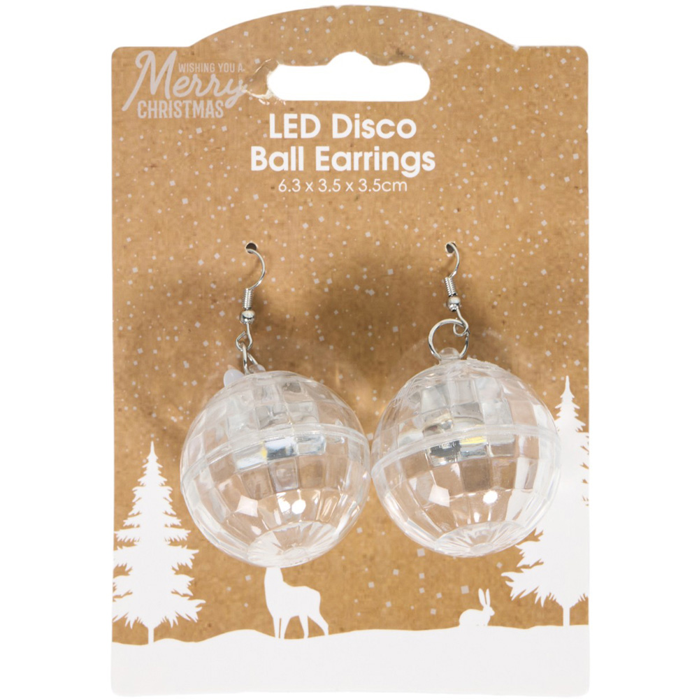 LED Disco Ball Earrings - Clear Image 1