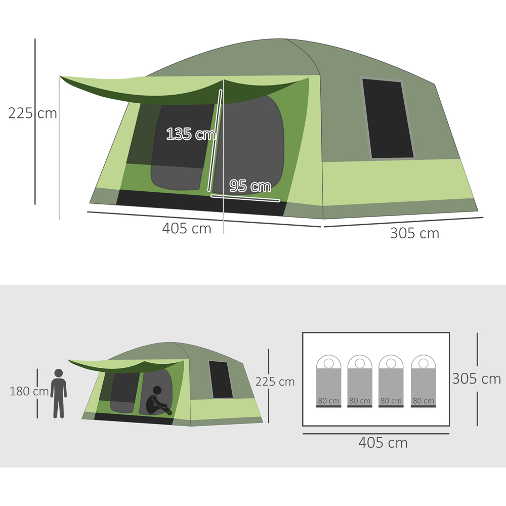 Outsunny 4 to 8 Person 2 Room Dome Camping Tent with Porch Image 8