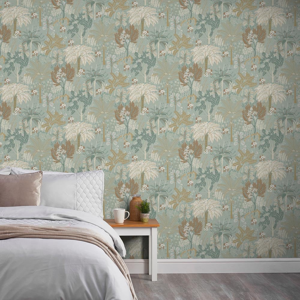 Grandeco Louan Floral Foliage Sage Wallpaper Image 3