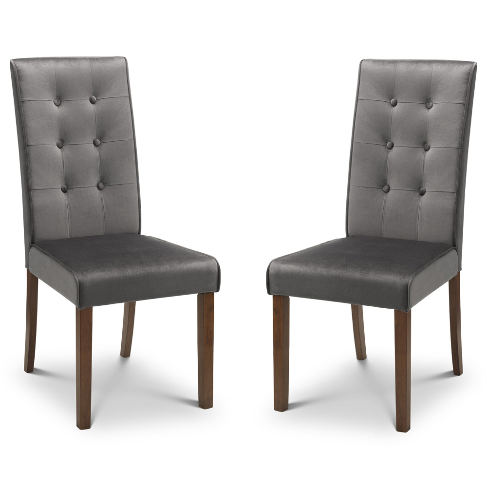 Julian Bowen Madrid Set of 2 Grey and Walnut Dining Chair Image 2