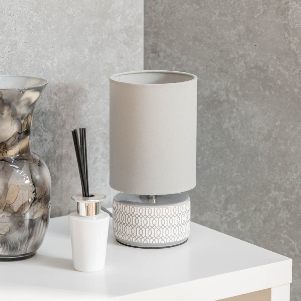 ValueLights Kaia Grey Shade Ceramic LED Table Lamp 2 Pack Image 4