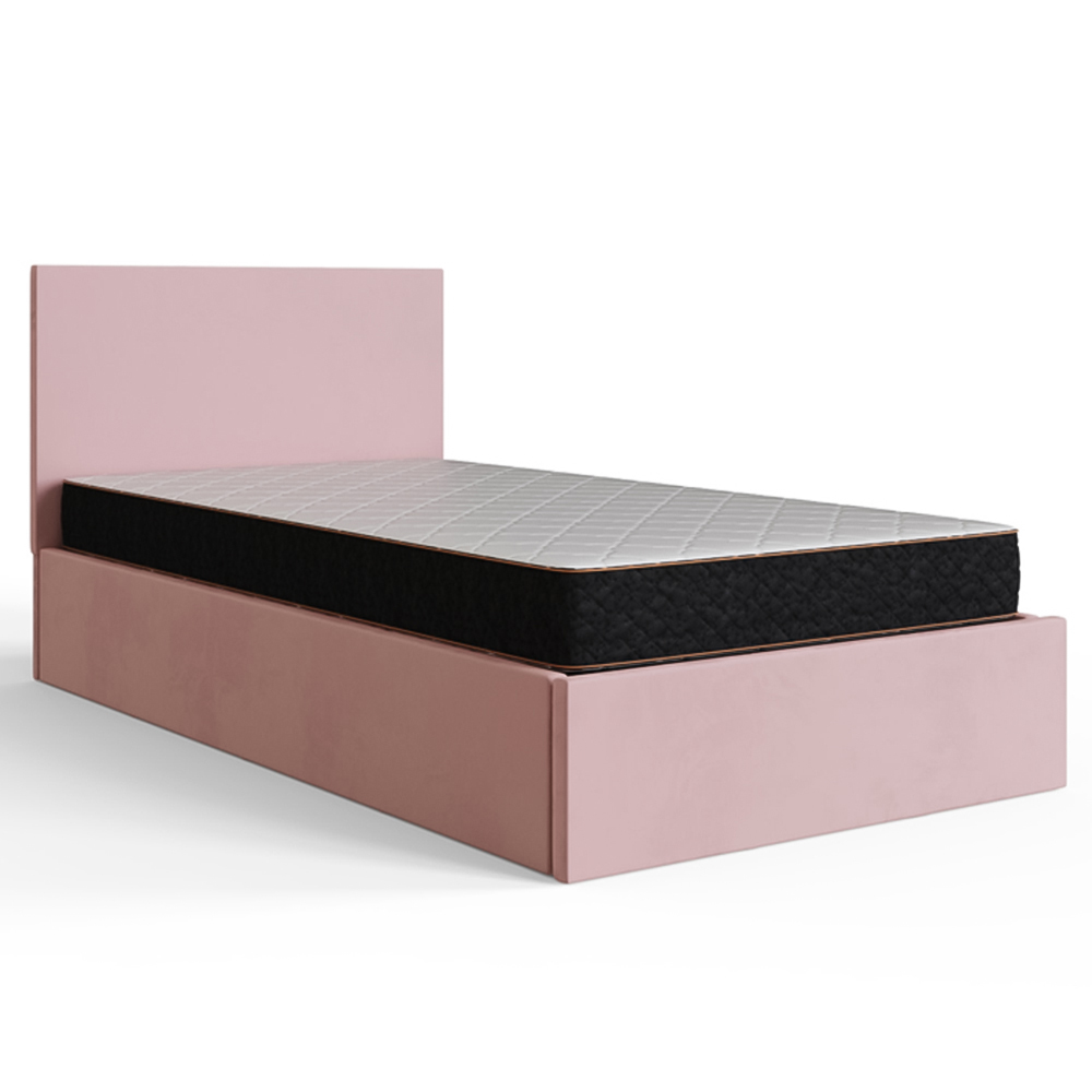 GFW Single Blush Pink Velvet End Lift Ottoman Bed Image 2