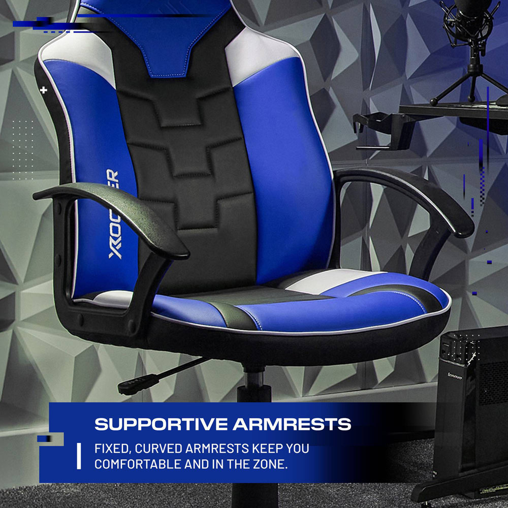 X Rocker Saturn Black and Blue Mid-Back Wheeled Esport Gaming Chair Image 3