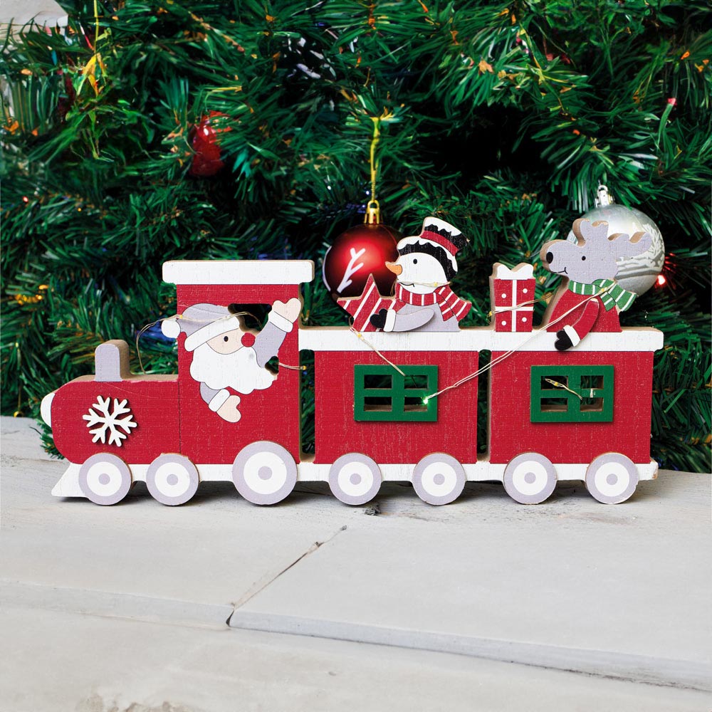 St Helens Red Battery Powered Christmas Train Ornament Image 6