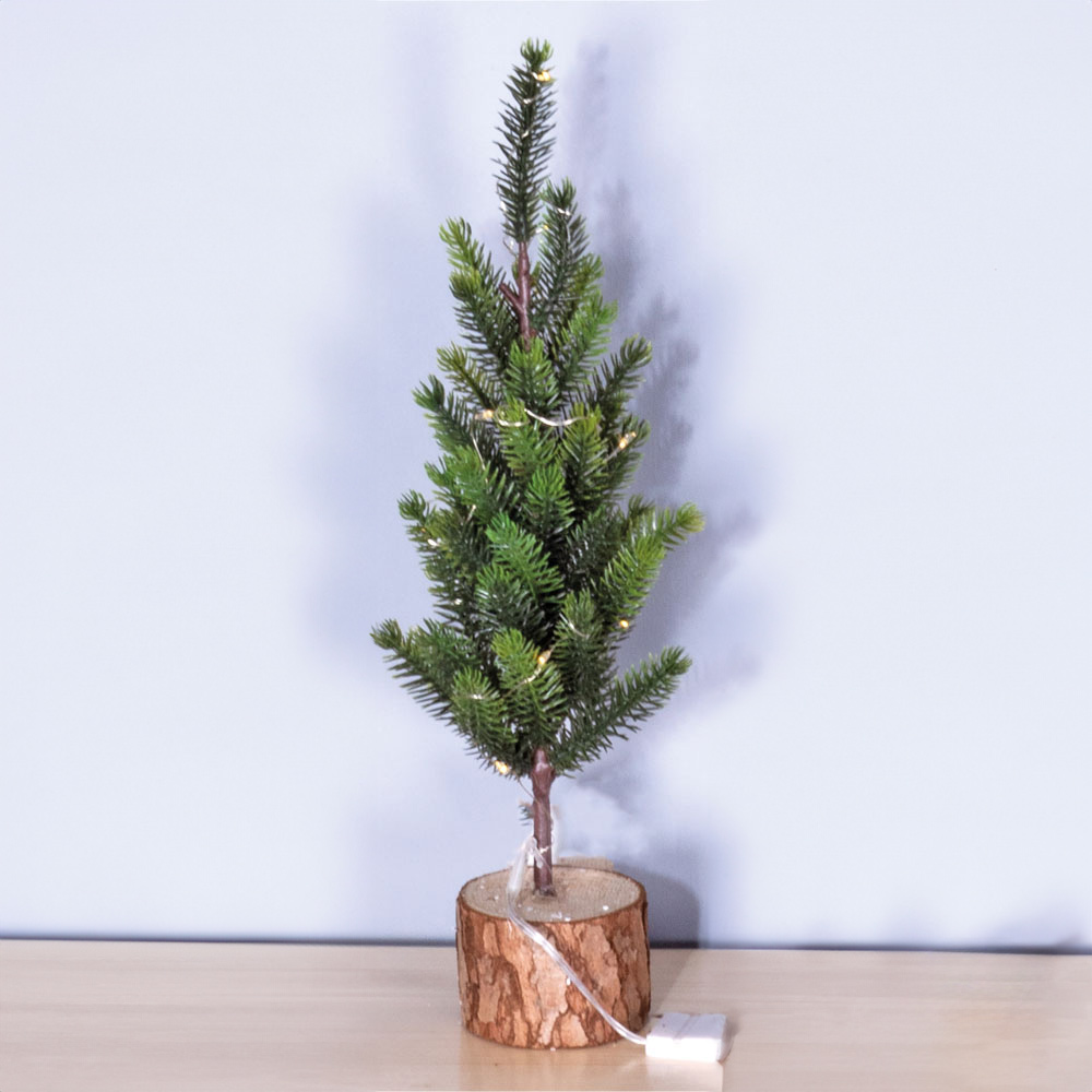 St Helens 30cm Green Light Up Wooden Mini Christmas Tree Image 3
