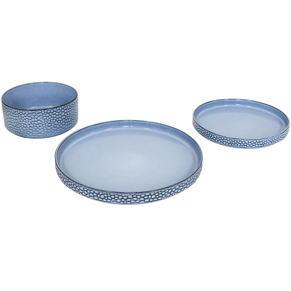 12 Piece Blue Pearl Dinner Set - Blue Image 1