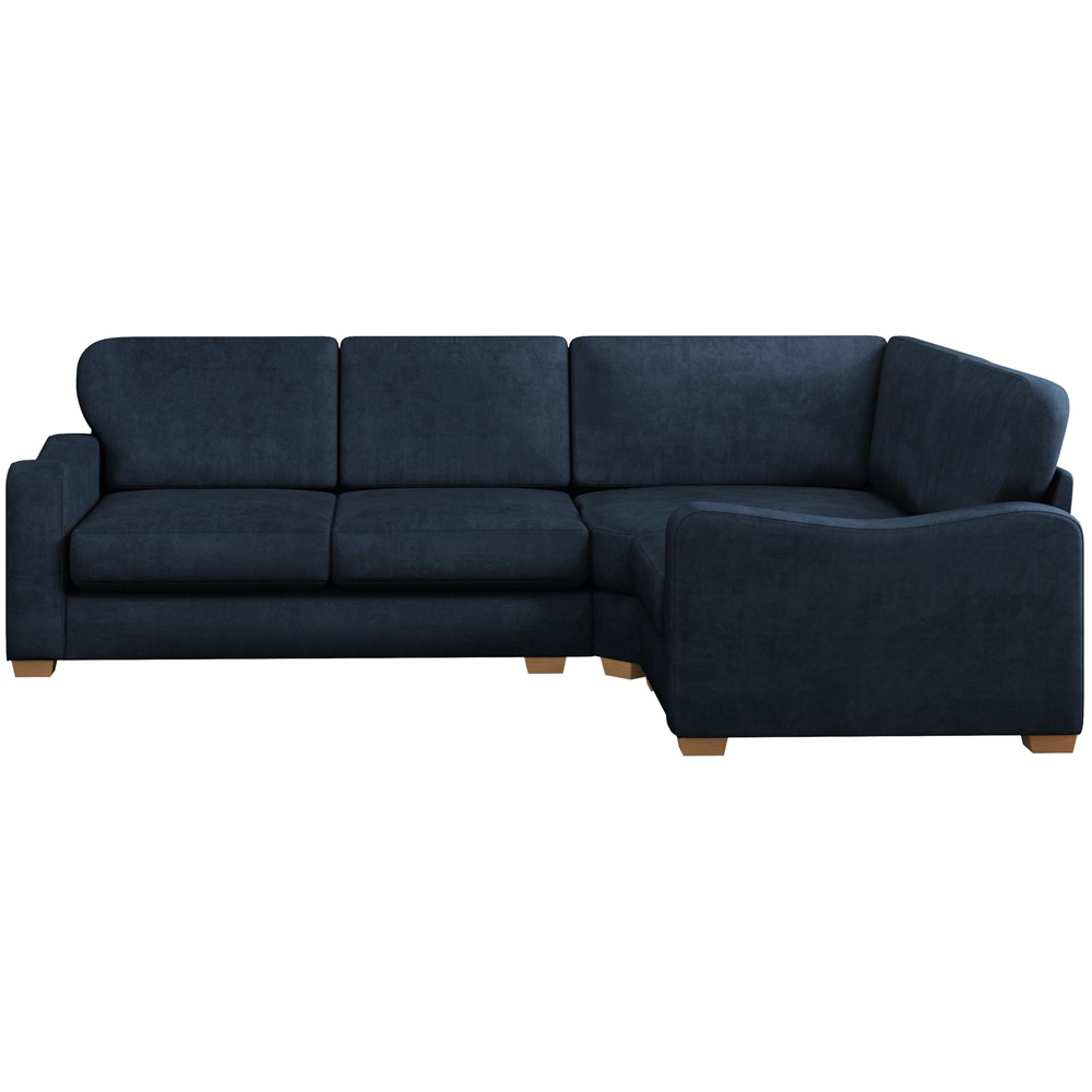 Theadford 3 Seater Royal Blue Plush Velvet Fixed Back Right Hand Corner Sofa Image 3