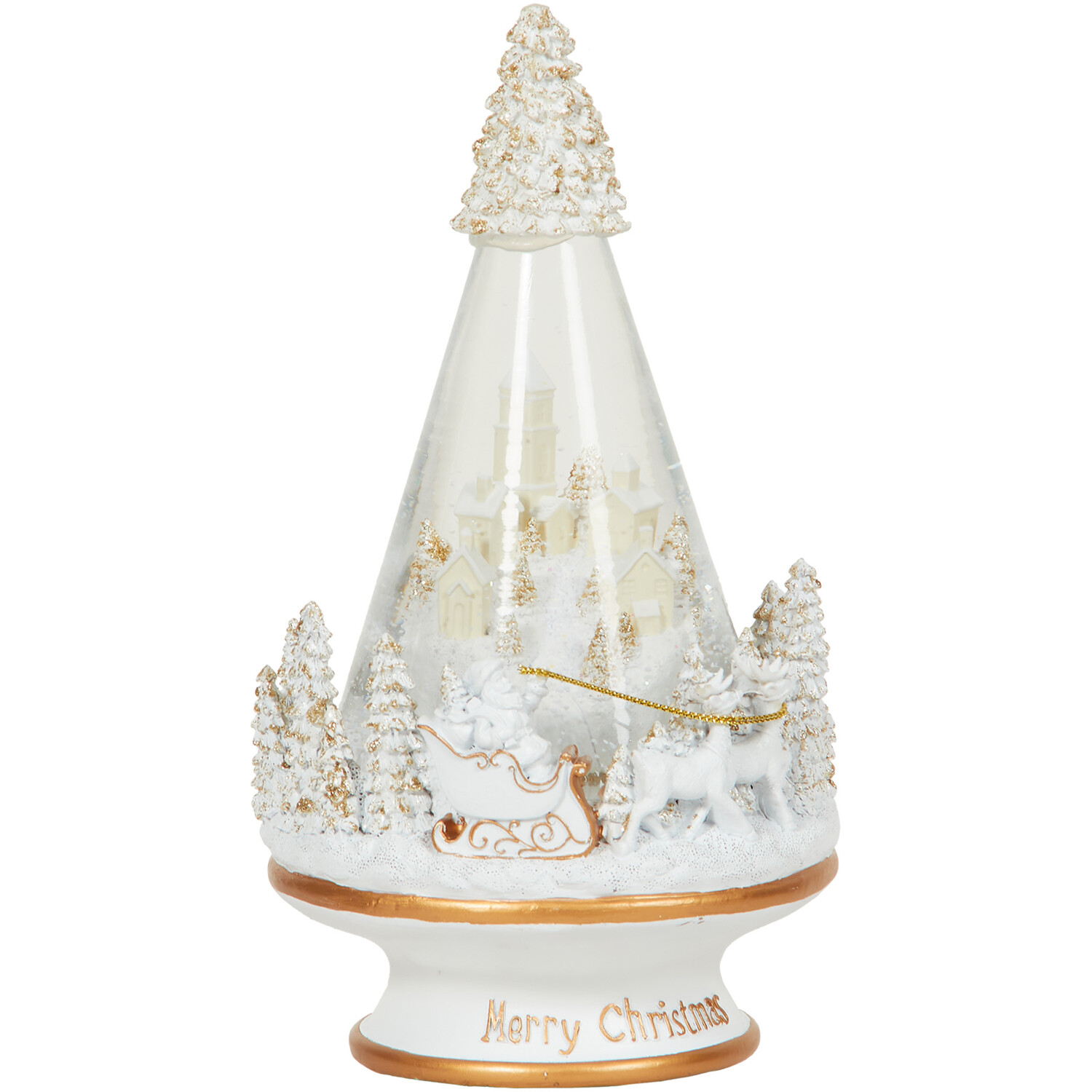 Winter Scene Tree Musical Snow Globe - White Image 3