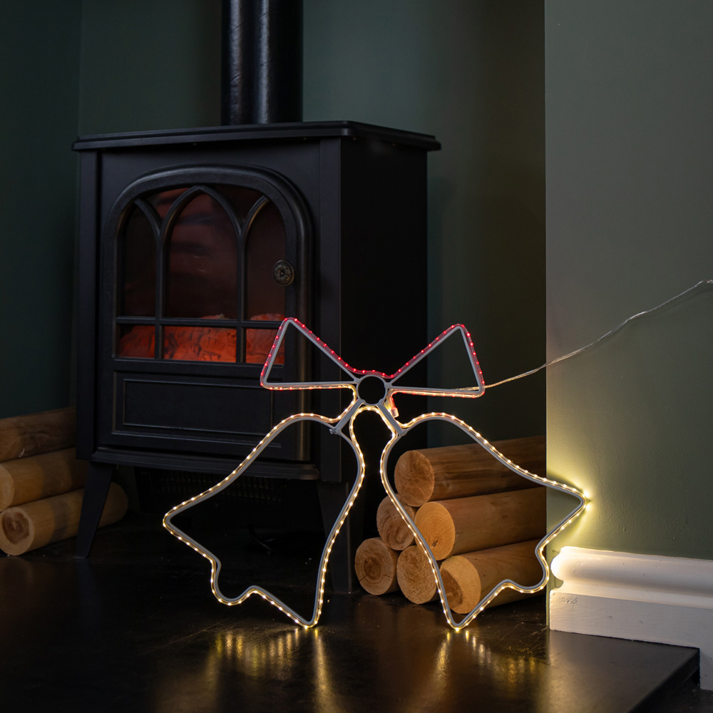 Samuel Alexander 196 LED Hanging Double Bell Silhouette Christmas Decoration 43 x 32cm Image 6