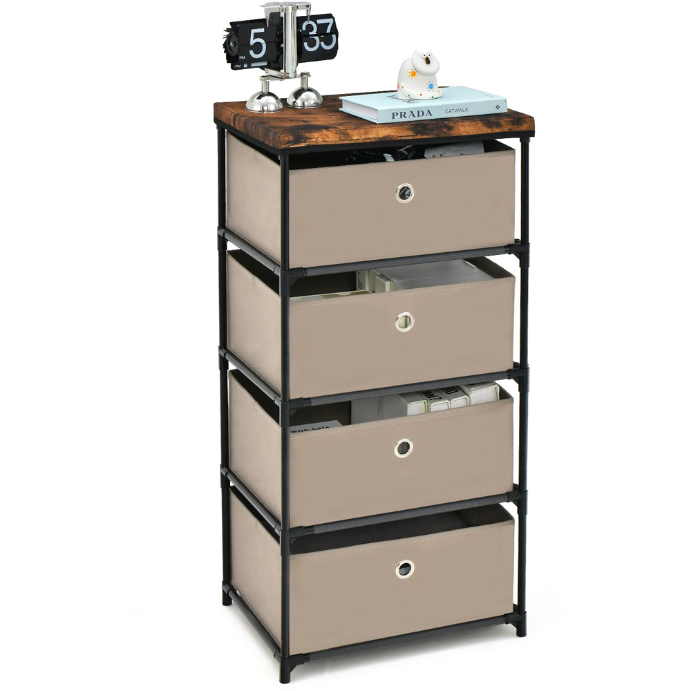 Costway 4 Drawer Coffee Fabric Dresser with Metal Frame Image 2