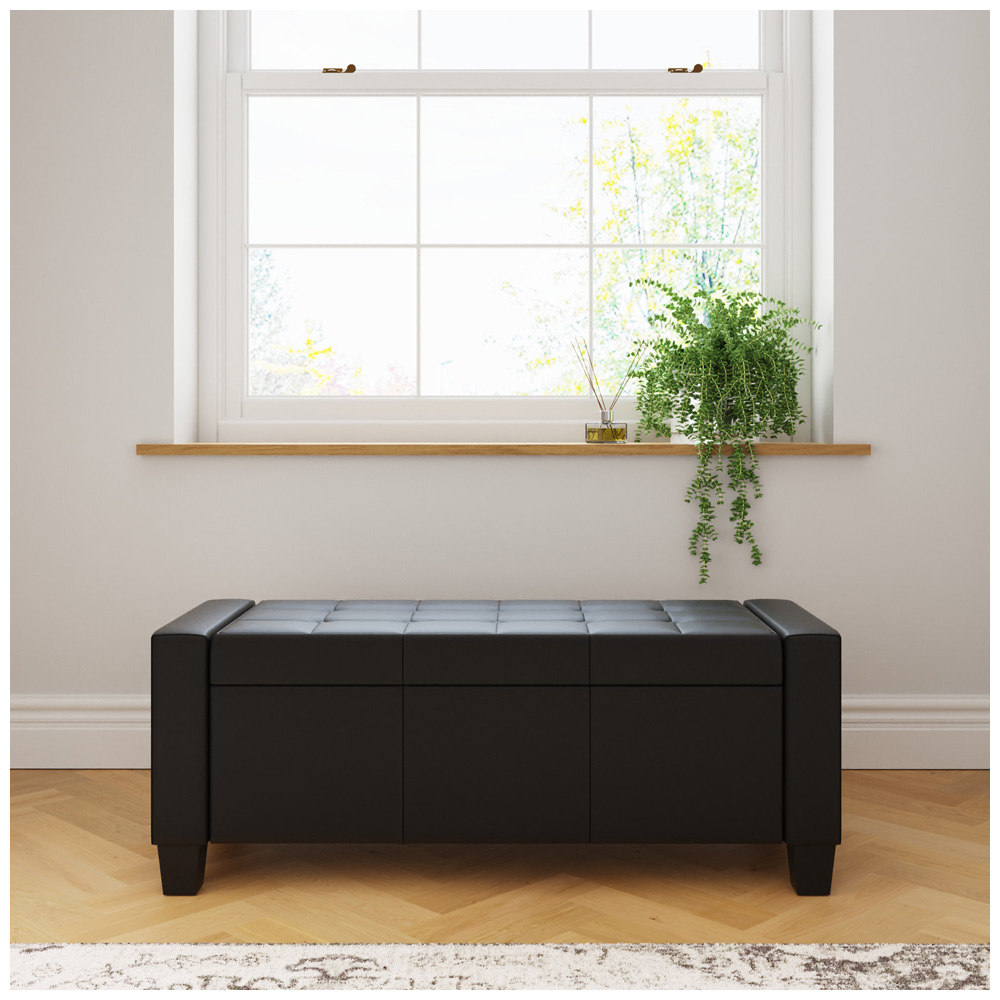 GFW Verona Black Ottoman Storage Bench Image 6