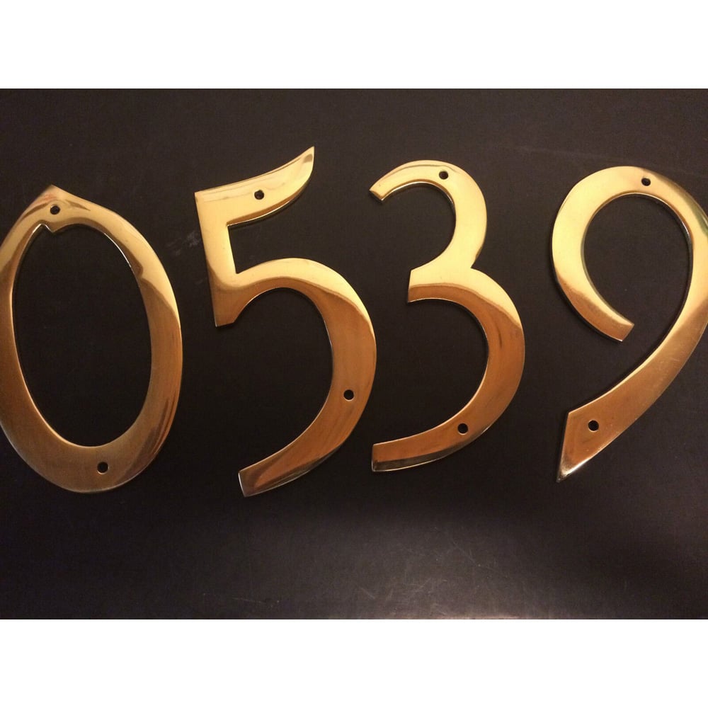 Golden Grace Italic Design Brass Finish Door Numerals No 3 112mm Image 3