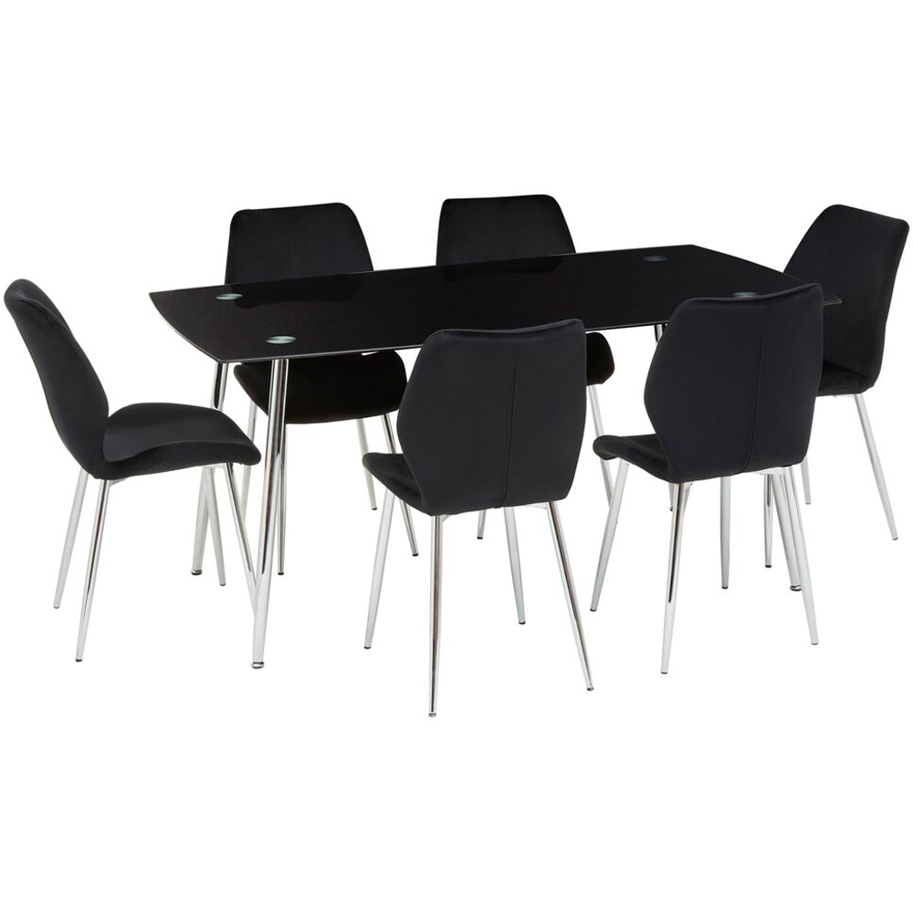 Premier Housewares Wimslow Black Tempered Glass 6 Seater Dining Set Image 2