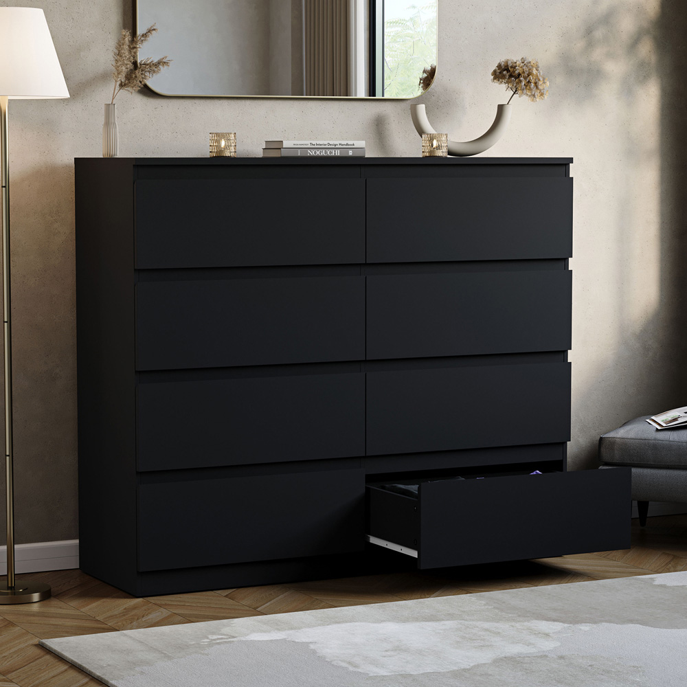 VIDA DESIGNS Denver 8 Drawer Black Chest of Drawers Image 4