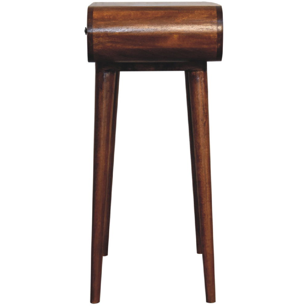 Artisan Furniture Chestnut Solid Wood Mini Round Vanity Table with Foldable Mirror Image 4