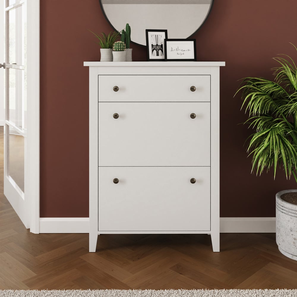 GFW Deluxe 2 Tier White Shoe Cabinet Image 6