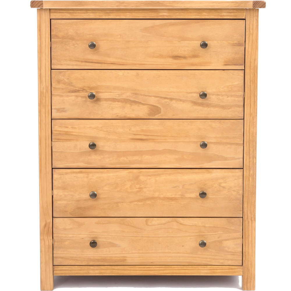 Cabinet Bits Lugo 5 Drawer Brown Brass Knob Chest of Drawers Image 2