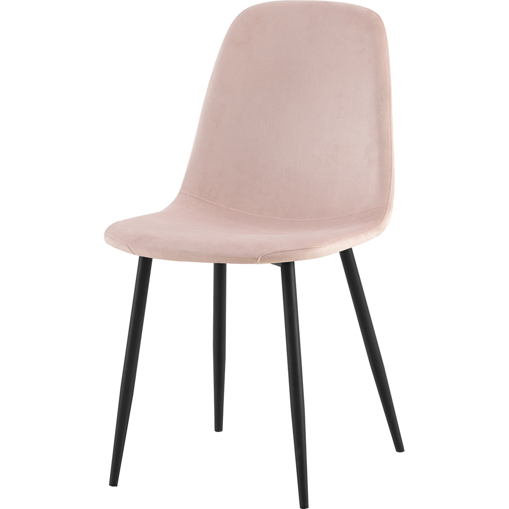 DS Living Luxe Set of 2 Heavenly Pink Dining Chairs with Black Powder Legs Image 2