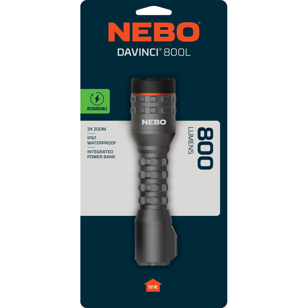 Nebo Davinci 800L 800 Lumens Magnetic Dial Rechargeable LED Torch with 3x Zoom and Power Bank Image 7