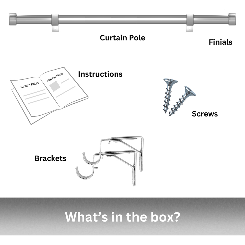 Caecus 70-120cm Extendable Metal Eyelet Painted White Ball Curtain Pole Image 3