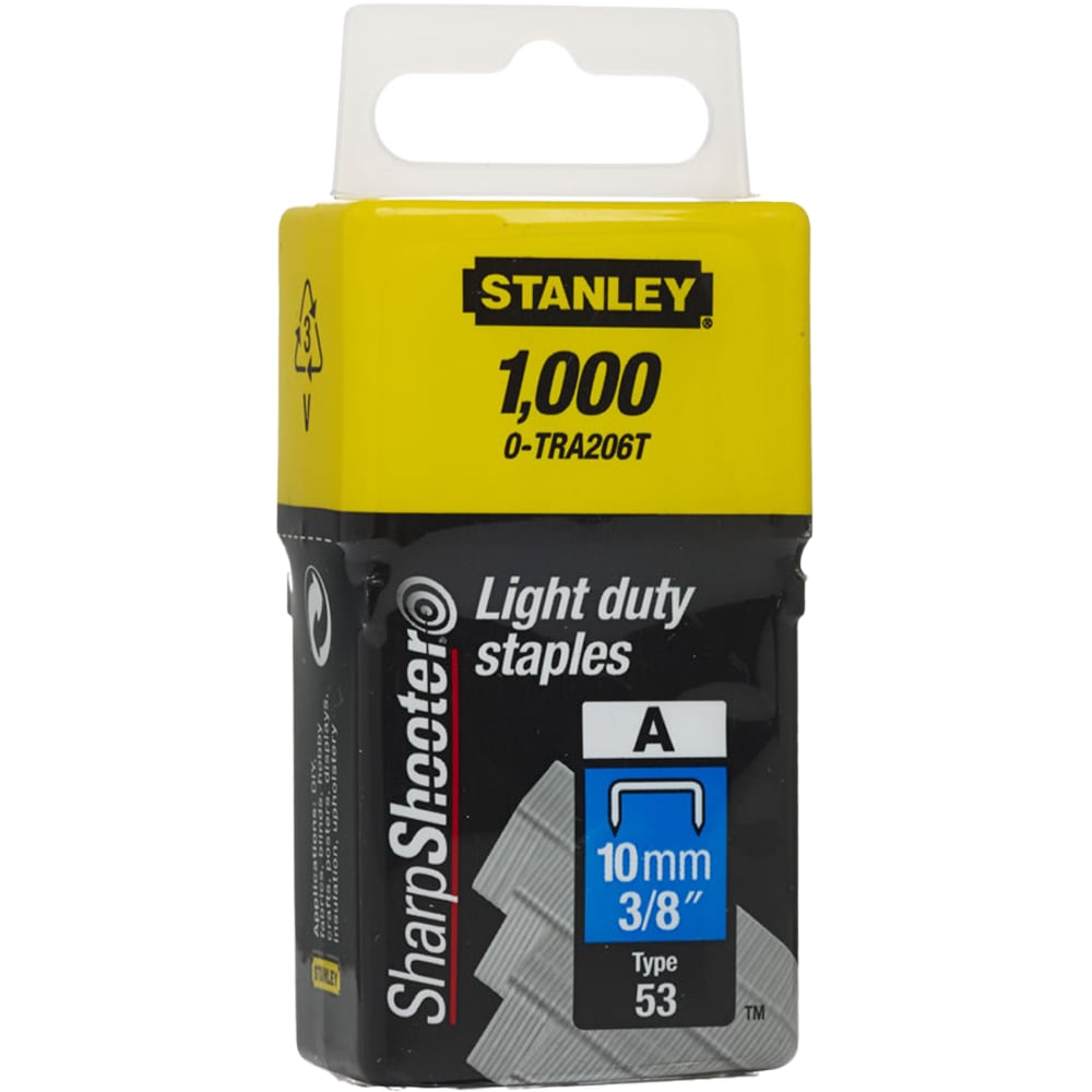 Stanley 10mm Light Duty Staples Type 53 1000 Pack Image