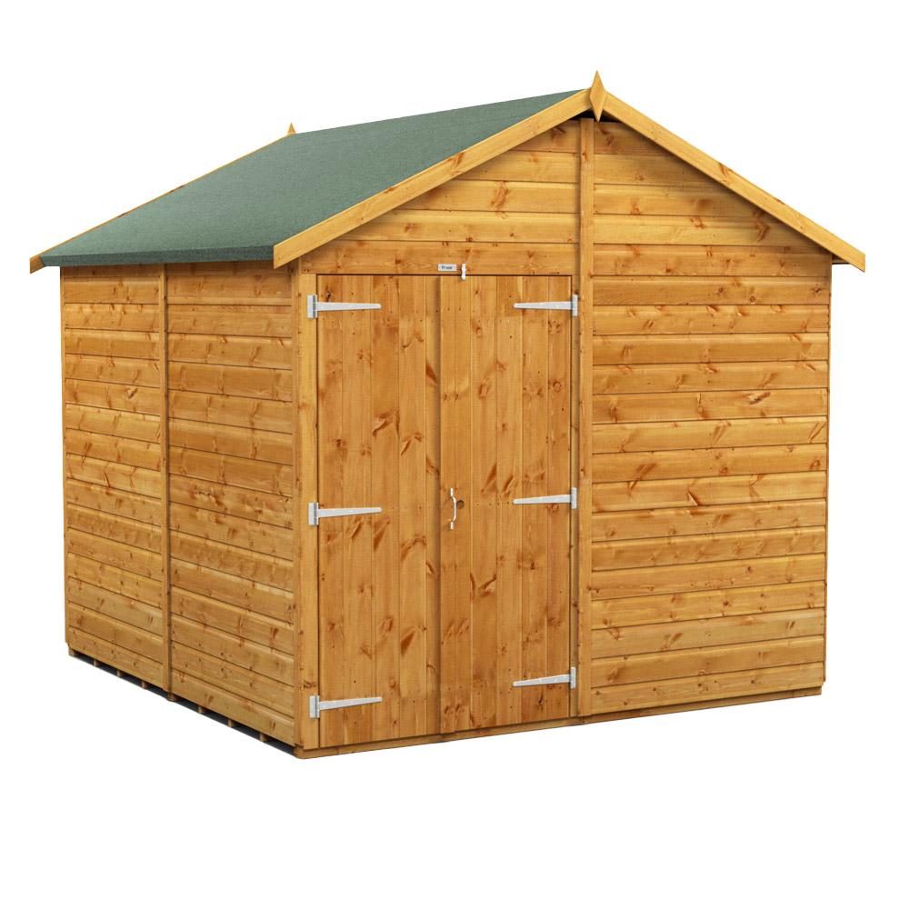 Power Sheds 8 x 8ft Double Door Apex Wooden Shed Image 1
