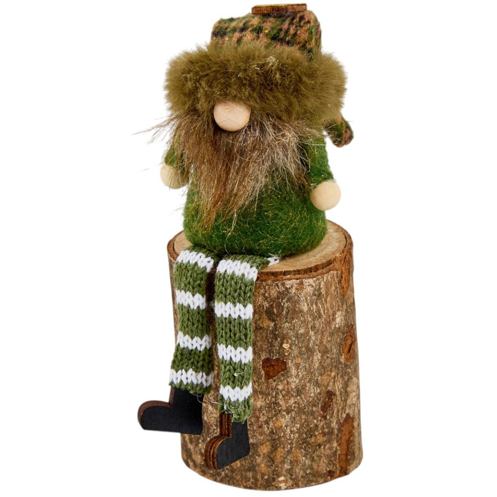 Woodland Gonk On Log Decoration Brown Image 6