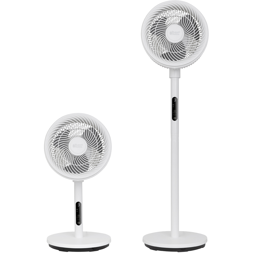 Russell Hobbs White Height Adjustable Oscillating Pedestal Circulator Fan with Remote 8 inch Image 2