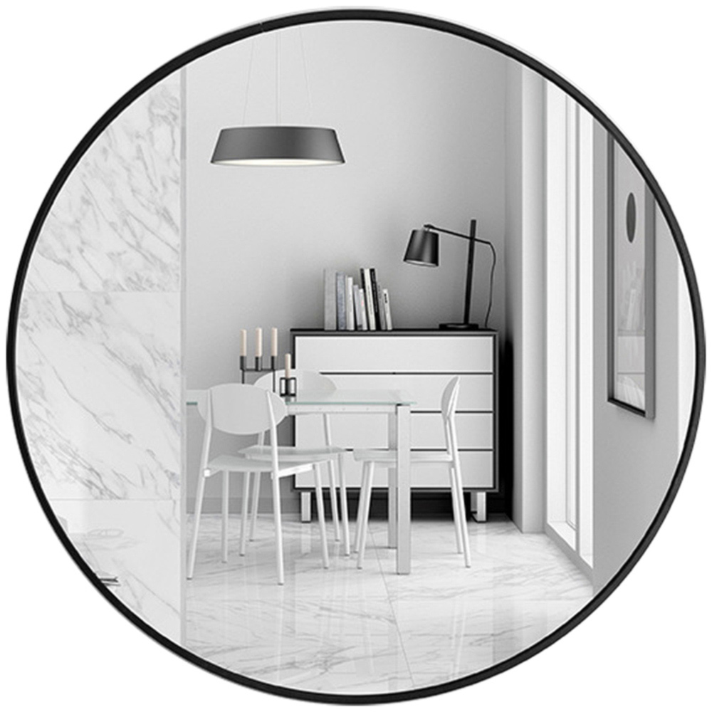 Living and Home Black Frame Nordic Wall Mounted Bathroom Mirror 40cm Image 3