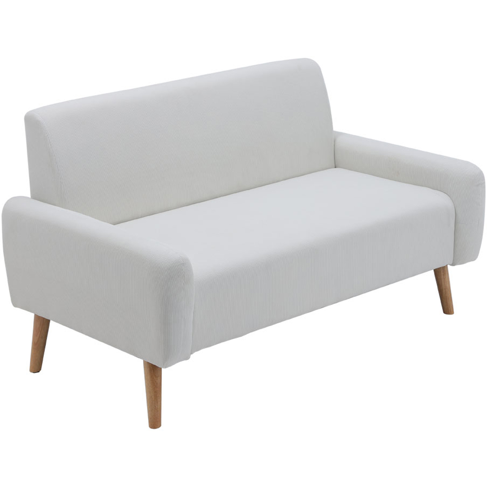 Living and Home 2 Seater White Corduroy Loveseat Sofa Image 2
