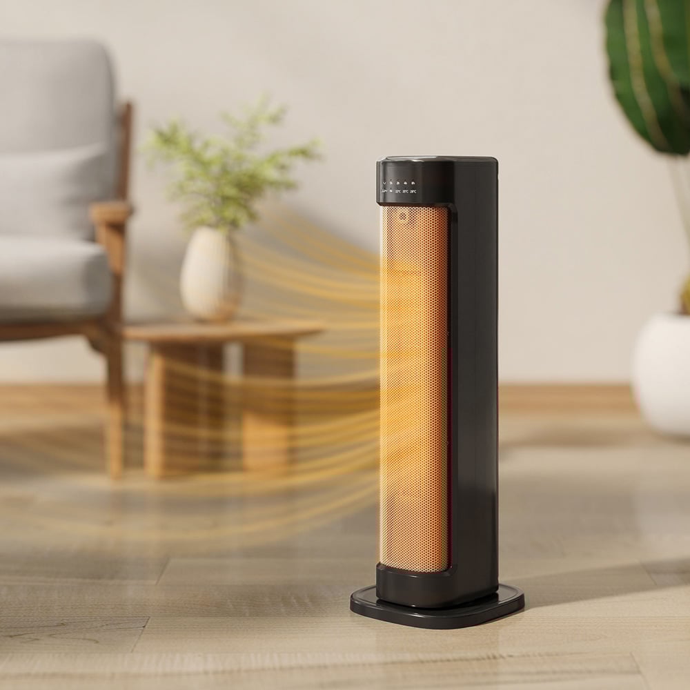 HOMCOM Black Ceramic Electric Fan Space Heater with Timer 2000W Image 2