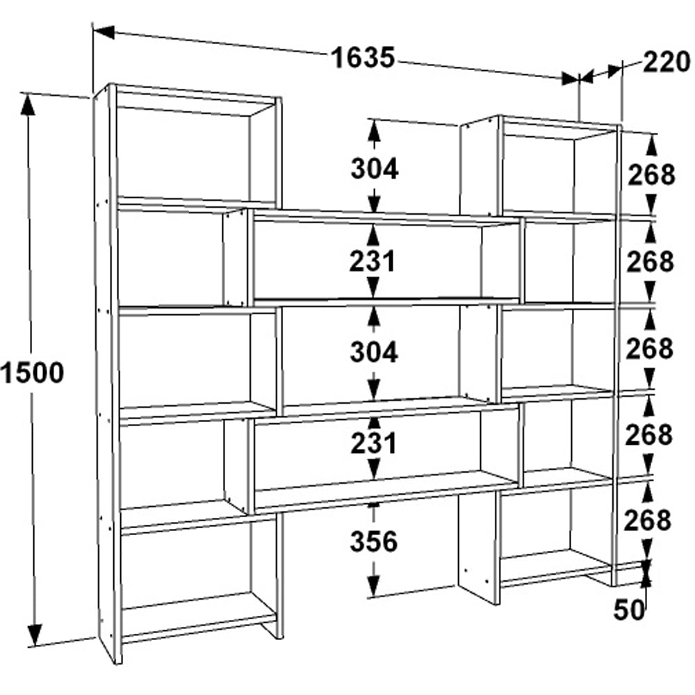 Decorotika Poyraz 8 Shelf White Sapphire Oak Bookcase Image 9