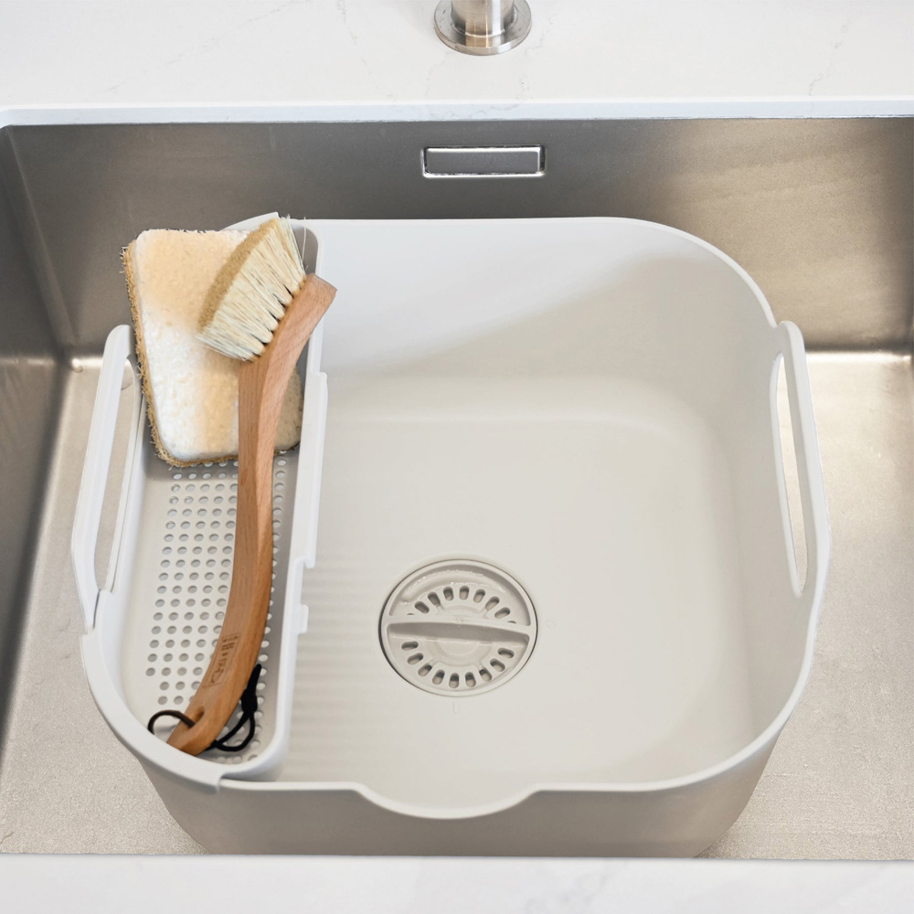 ReBorn Stone Effect Large Washing Up Bowl with Removable Multipurpose Drainer 9L Image 2