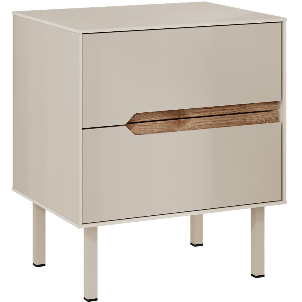Decortie Arch 2 Drawer Sandstone Bedside Table Image 2