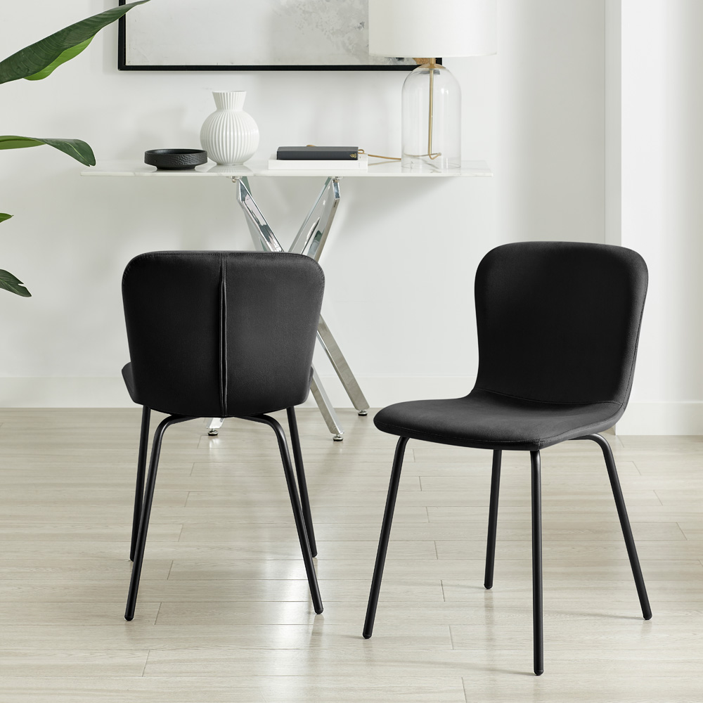 Furniturebox Sienna Set of 2 Black Velvet Dining Chairs Image 6