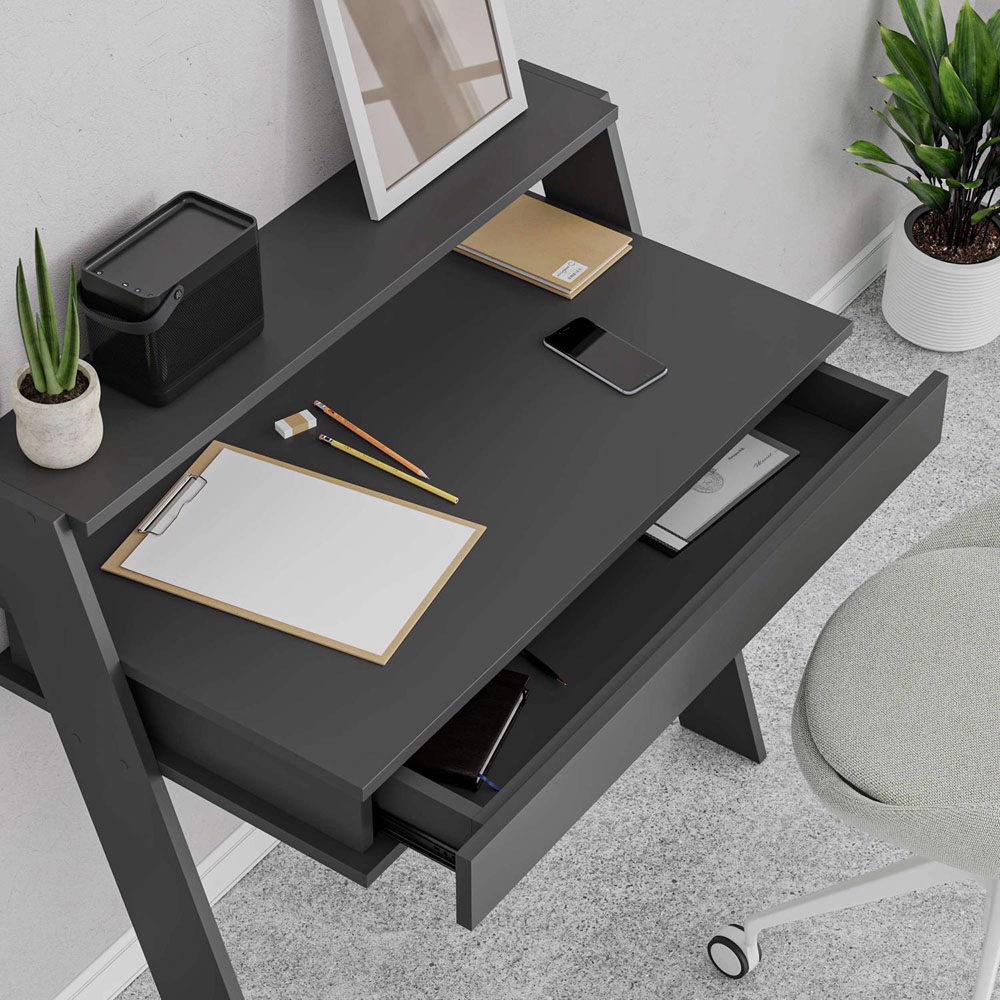 FWStyle Cowork Single Drawer Single Shelf Anthracite Wall Mounted Desk Image 6