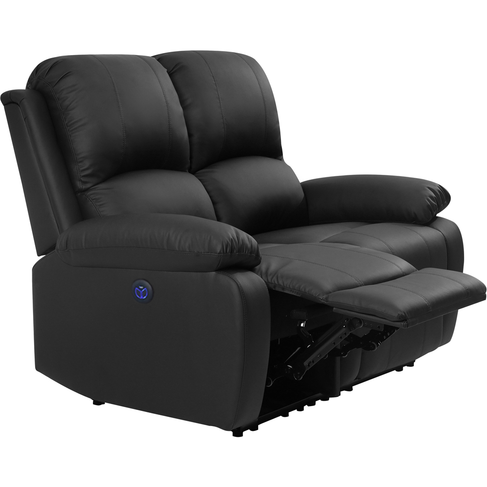 Comfy Living 2 Seater Black PU Leather Electric Recliner Sofa Image 3